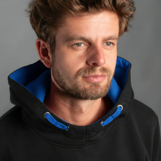 DLZ Hoodie BLACK-Blue – mit Firmenlogo besticken & bedrucken