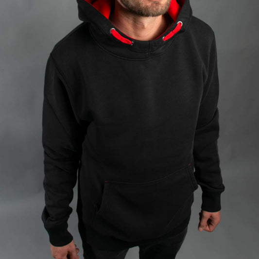 DLZ Hoodie BLACK-Red – mit Firmenlogo besticken & bedrucken