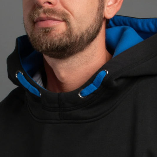 DLZ Hoodie BLACK-Blue – mit Firmenlogo besticken & bedrucken
