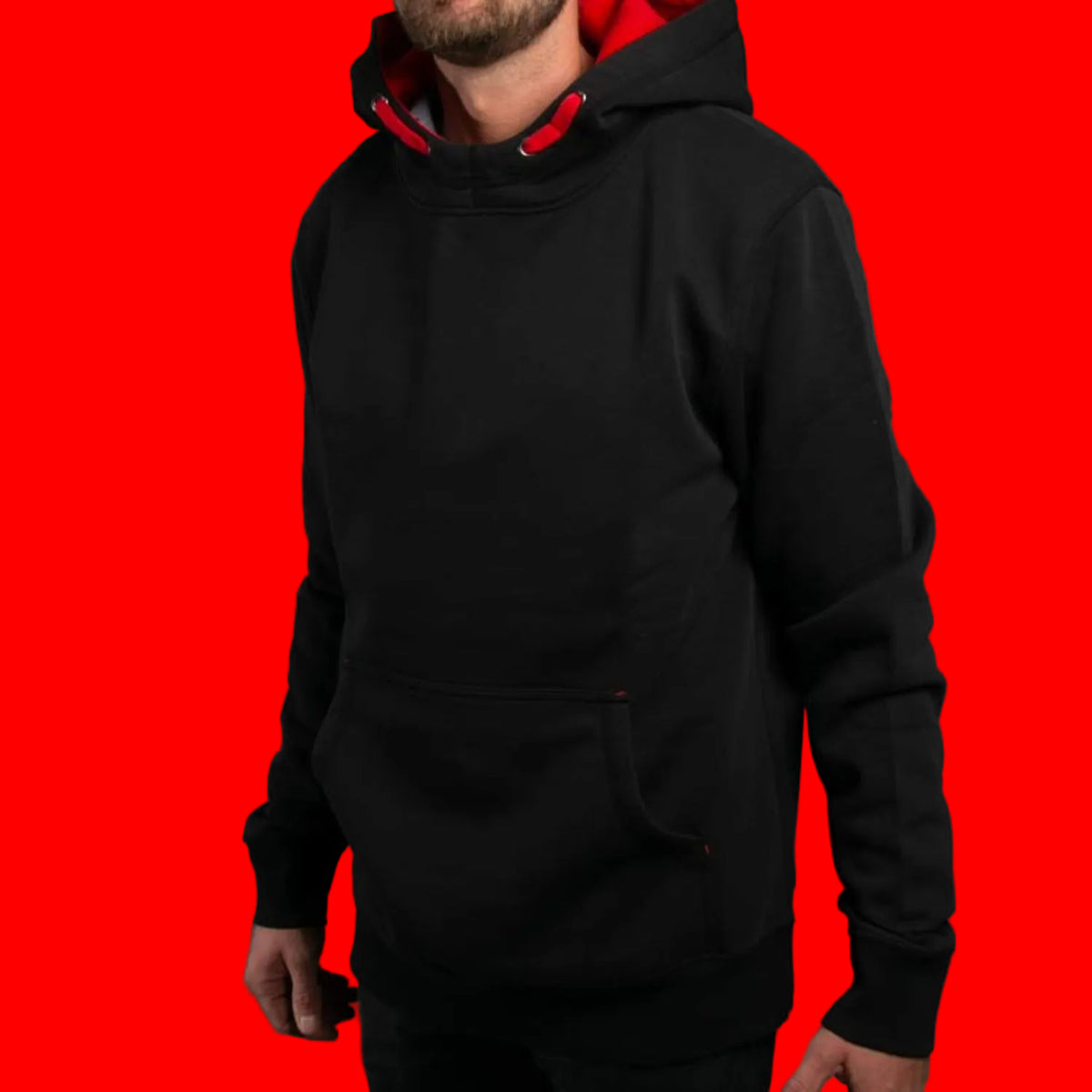 DLZ Hoodie BLACK-Red – mit Firmenlogo besticken & bedrucken