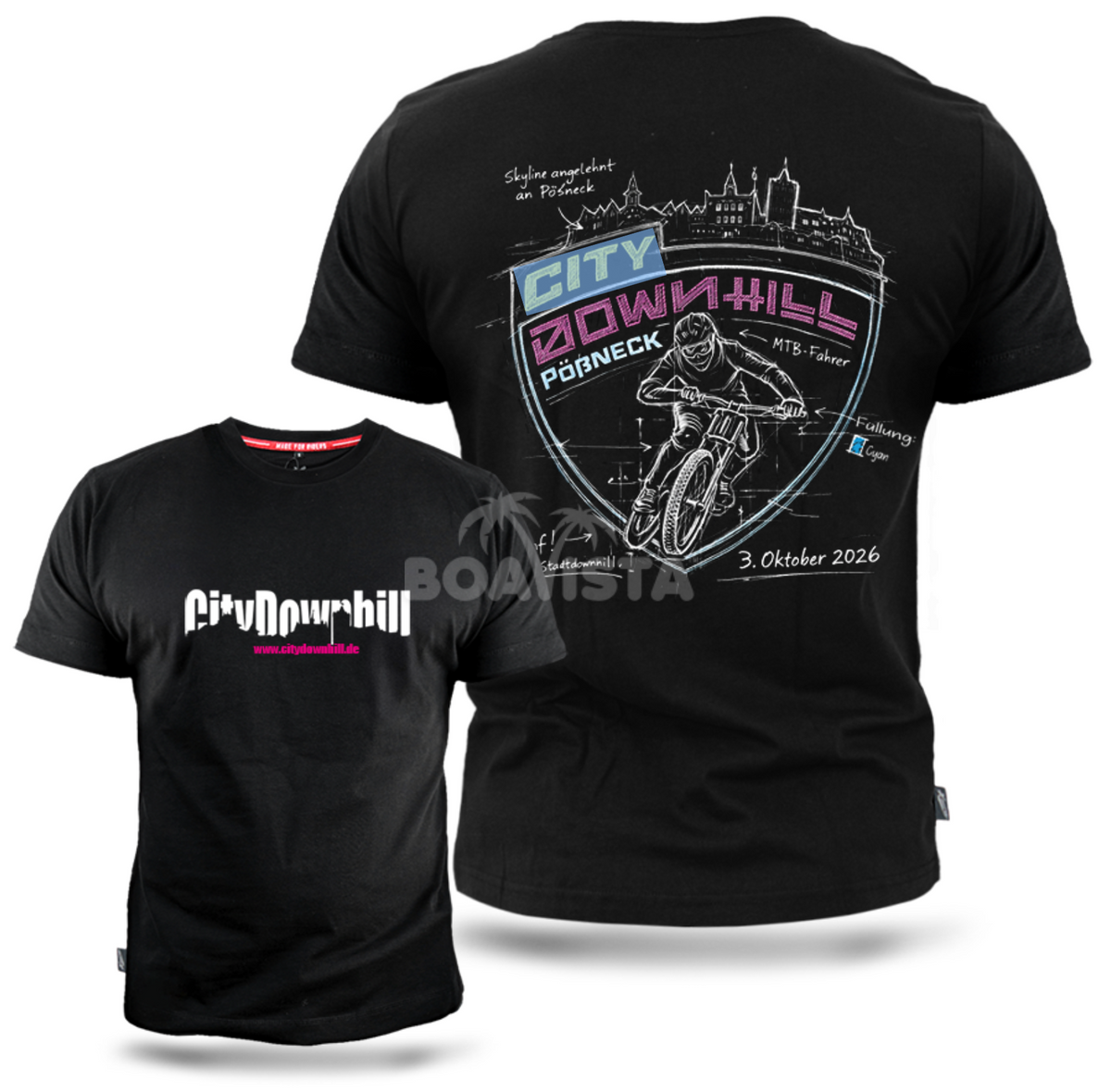 City Downhill Pößneck T-Shirt schwarz – Vorder- und Rückseite