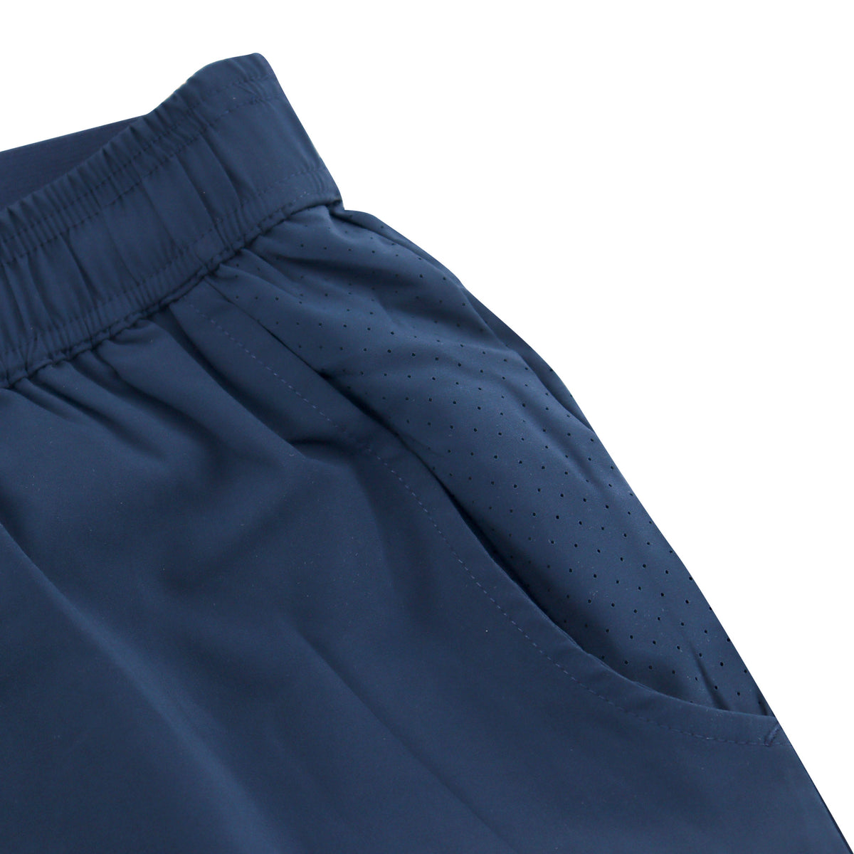 Freizeithose (SEDLMAYER) Navy, Detailansicht Seitentasche und elastischer Bund